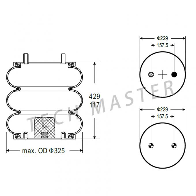 Firestone W01-358-8018، Contitech FT330-29 434 لاستیکی لاستیکی Convoluted لاستیک